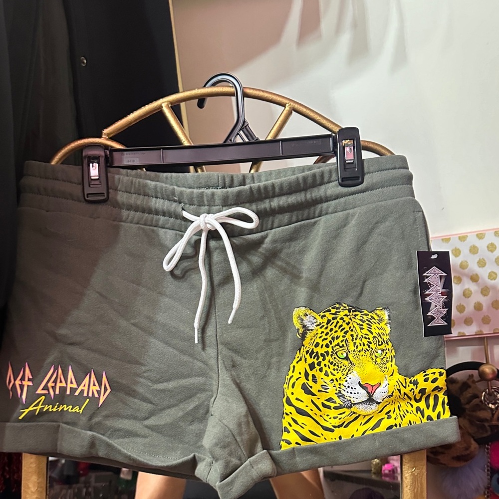NWT Olive Green Def Leppard Women's Shorts